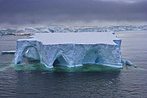 Huge tabular iceberg with ice arches and wave erosion, Antarctica (non-ex)