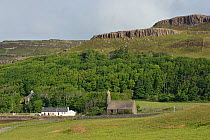 Saint Columba's Presbyterian church and Canna House, Isle of Canna, Small Isles, Hebrides, Scotland, June 2008