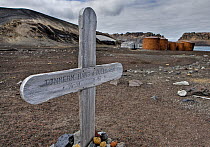 Whalers grave near abandoned whaling station, Deception Island, Antarctica, February 2006