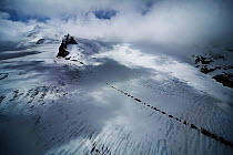 Aerial view of moraine on Peters Glacier, South Georgia, Antarctica, December 2006