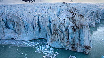 Aerial view of ice ridges at front of Peters Glacier, South Georgia, Antarctica, December 2006