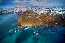Aerial view of the wild north east coast of South Georgia, Antarctica, December 2006