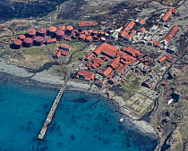 Aerial view of Stromness, a former whaling station, South Georgia, Antarctica, December 2006