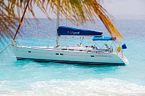 Sunsail Oceanis 423 at anchor in the BVI's, March 2006. Property Released.