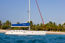 Sunsail yacht anchored in the British Virgin Islands, March 2006. Property Released.