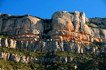 Striated cliffs in Monsant Natural Park, Tarragona, Catalonia, Spain. May 2008.