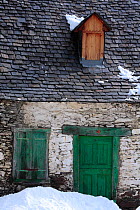 House in Bausen, Aran Valley, Pyrenees, Catalonia, Spain. February 2009.