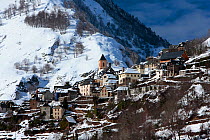 Canejan in snow. Aran Valley, The Pyrenees, Catalonia, Spain. February 2009.
