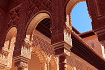 Court of the Lions (Patio de los Leones), Alhambra de Granada, Granada, Andalusia, Spain. April 2009.