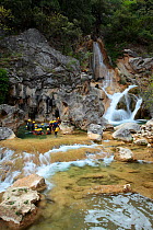 Canyoning in Guadalquivir river, Sierra de Cazorla Natural Park, Jaen, Andalusia, Spain. May 2009.