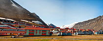 Multi-coloured houses, Longyearbyen, Spitsbergen, Svalbard, Arctic Norway, June 2009