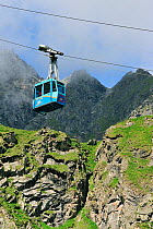 Cable car on a cloudy day in the mountains, Switzerland, July 2009