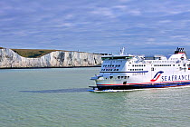 Seafrance ferry passing the white cliffs of Dover, Kent, UK, July 2009