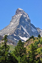 The Matterhorn (4,478m) viewed from Zermatt, Valais, Switzerland, July 2009