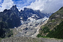 Retreating glacier in the Mont Blanc Massif showing polished bedrock, Italy, July 2009