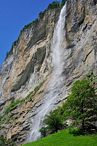 The 300m high Staubbach Falls, Lauterbrunnen, Bernese Oberland, Switzerland, July 2009