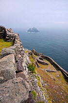 Little Skellig viewed from the 7th Century monastery on Skellig Michael, The Skellig Islands, Republic of Ireland, May 2009.