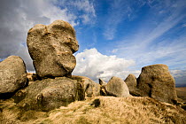 The Wool Packs, an area of weathered gritstone boulders, Peak District National Park, England.  February 2009.