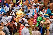 The various winners of the horse race of the national Naadam festival, held from July 11  13, gather in the stadium to receive their price, in Ulaabaatar, Mongolia. 2007