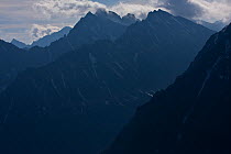 Mount Koprovsky stit (2,363m) and Mengusovsky stit (2,438m) at dawn, High Tatras, Carpathian Mountains, Slovakia, June 2009