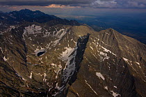 Aerial view of the northern slope of Mount Krivàn (2,495m) High Tatras, Carpathian Mountains, Slovakia, June 2009