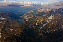 Aerial view of the High Tatras on the Carpathian Mountains, Slovakia-Poland border, Mount Gerlach (2,665m) in the distance, High Tatras, Carpathian Mountains, Slovakia, June 2009