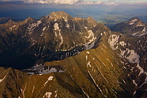 Aerial view of the massif of Mount Gerlach (2,665m) the highest peak of the Tatras, High Tatras, Carpathian Mountains, Slovakia, June 2009