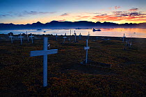 Graveyard at sunrise, Qullissat, Greenland, August 2009