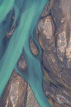 Aerial view of the Skjalfandafljot river delta, Northern Iceland, June 2009