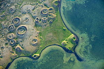 Aerial view of pseudocraters, Lake Myvatn, Northern Iceland, July 2009.