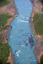 Aerial view of Skjalfandafljot River (glacial river) Northern Iceland, July 2009