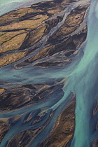 Aerial view of the Skjalfandafljot river delta, Northern Iceland, July 2009
