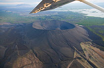 Aerial view of Hverfjall Crater near Lake Myvatn, Northern Iceland, July 2009
