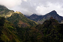 Pico da Encumeada with clouds covering some peaks, Madeira, March 2009