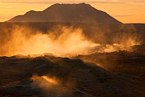 Namafjall, a geothermal area at sunrise, Myvatn, Thingeyjarsyslur, Iceland, July 2009