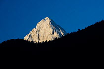 Mount Spik (2,472m) viewed from Gozd-Martuljek, Triglav National Park, Julian Alps, Slovenia, July 2009