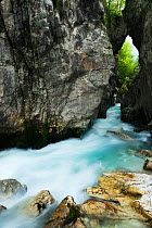 River Soca flowing through Velika korita, Triglav National Park, Slovenia, July 2009