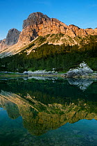 First Double Lake (Dvojno jezero) with Mount Ticarica (2,071m) Triglav National Park, Slovenia, August 2009