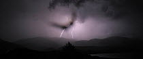 Thunder storm over the Galicica mountain range, Galicica National Park, Macedonia, June 2009