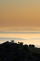 Church near the sea at dawn, near Mochlos, Crete, Greece, April 2009
