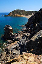 Coastal rocks, the palm beach in Vai, Crete, Greece, April 2009