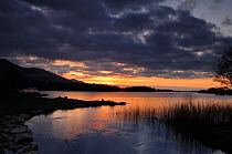 Ross Bay at sunset, Ross Island, Killarney National Park, County Kerry, Republic of Ireland, March 2007