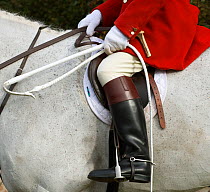 Close-up of the tradional hunting attire at the opening meet of the Quorn Hunt, in Leicestershire, England, UK. October 2009