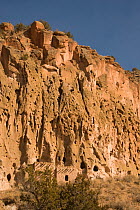 Ancestral Pueblo dwellings at Bandelier National Monument, Frijoles Canyon, near Santa Fe, New Mexico.2009.