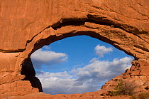 The North Window, natural sandstone rock arch in  Arches National Park, Utah, USA. February 2009.
