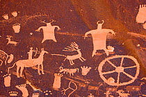 Petroglyphs on Newspaper Rock, a boulder in Canyonlands National Park, Utah, USA. 2009.
