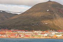Colorful Norwegian settlement of Longyearbyen, a coal mining town, Isfjorden, Western Svalbard, Norway, July 2009