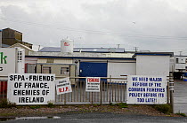 Protest signs against EU Common Fisheries policies , Crossfarnogue, Kilmore Quay, County Wexford, Republic of Ireland, June 2009