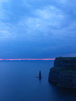 O'Briens Tower on the Cliffs of Moher at dusk, County Clare, Republic of Ireland, June 2009