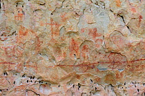 Rupestrian inscriptions made by pre-Colombian men, dated 10,000 years ago, in Sete Cidades National Park, municipality of Piracuruca, Piaua State, Northeastern Brazil. March 2009